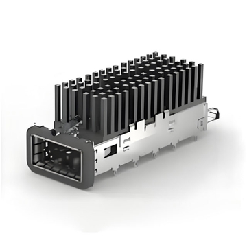 TE 2170754-3 QSFP28 Cage with Heat Sink Through Hole Right Angle Press-Fit EMI Shielded Light Pipe