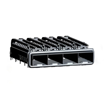 TE 2198242-3 SFP+ Cage Ganged (1 x 4) with Heat Sink Through Hole Right Angle Press-Fit EMI Shielded Light Pipe