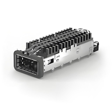 TE 2-2170754-2 QSFP28 Cage with Heat Sink Through Hole Right Angle Press-Fit EMI Shielded Light Pipe