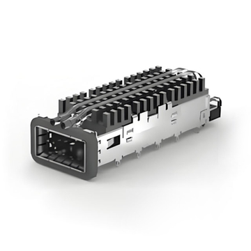 TE 2-2170754-5 QSFP28 Cage with Heat Sink Through Hole Right Angle Press-Fit EMI Shielded Light Pipe