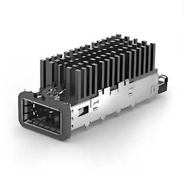 TE 2-2170754-6 QSFP28 Cage with Heat Sink Through Hole Right Angle Press-Fit EMI Shielded Light Pipe