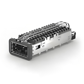 TE 2-2170754-7 QSFP28 Cage with Heat Sink Through Hole Right Angle Press-Fit EMI Shielded Light Pipe