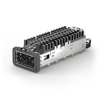 TE 2-2170754-8 QSFP28 Cage with Heat Sink Through Hole Right Angle Press-Fit EMI Shielded Light Pipe