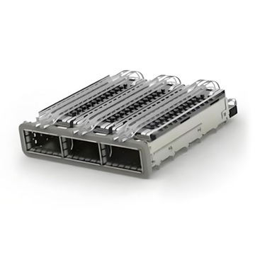 TE 2-2170769-1 QSFP28 Cage Ganged (1 x 3) with Heat Sink Through Hole Right Angle Press-Fit EMI Shielded Light Pipe