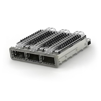TE 2-2170769-2 QSFP28 Cage Ganged (1 x 3) with Heat Sink Through Hole Right Angle Press-Fit EMI Shielded Light Pipe