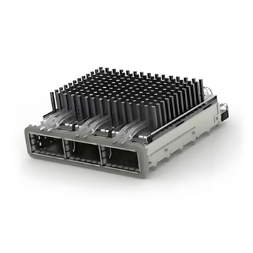 TE 2-2170769-3 QSFP28 Cage Ganged (1 x 3) with Heat Sink Through Hole Right Angle Press-Fit EMI Shielded Light Pipe