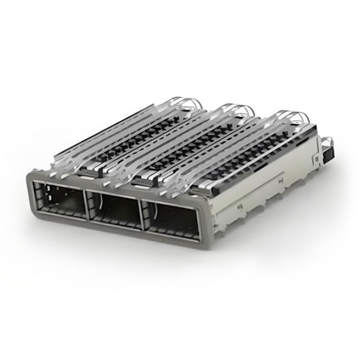 TE 2-2170769-4 QSFP28 Cage Ganged (1 x 3) with Heat Sink Through Hole Right Angle Press-Fit EMI Shielded Light Pipe