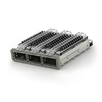 TE 2-2170769-5 QSFP28 Cage Ganged (1 x 3) with Heat Sink Through Hole Right Angle Press-Fit EMI Shielded Light Pipe