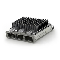 TE 2-2170769-6 QSFP28 Cage Ganged (1 x 3) with Heat Sink Through Hole Right Angle Press-Fit EMI Shielded Light Pipe