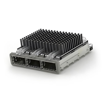 TE 2-2170769-6 QSFP28 Cage Ganged (1 x 3) with Heat Sink Through Hole Right Angle Press-Fit EMI Shielded Light Pipe