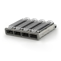 TE 2-2170785-4 ZQSFP+ Cage Ganged (1 x 4) with Heat Sink Through Hole Right Angle Press-Fit EMI Shielded Light Pipe