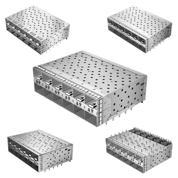TE 2198339-1 zSFP+ Receptacle with Cage Ganged (2x6) Press-Fit EMI Shielded