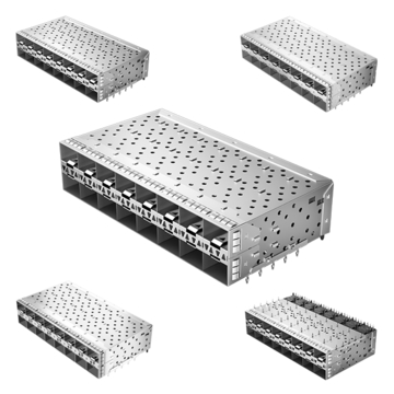 TE 3-2340033-1 zSFP+ Cage Assembly 2x8 Ports with Integrated Connector EMI Shielded Light Pipe
