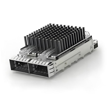 TE 2-2170808-3 QSFP28 Cage Ganged (1 x 2) with Heat Sink Through Hole Right Angle Press-Fit EMI Shielded Light Pipe