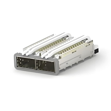 TE 2-2170814-4 QSFP28 Cage Ganged (1 x 2) with Heat Sink Through Hole Right Angle Press-Fit EMI Shielded Light Pipe