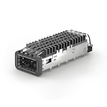TE 4-2170754-2 QSFP28 Cage with Heat Sink Through Hole Right Angle Press-Fit EMI Shielded Light Pipe