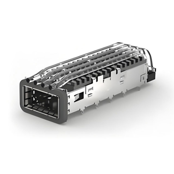 TE 4-2170754-7 QSFP28 Cage with Heat Sink Through Hole Right Angle Press-Fit EMI Shielded Light Pipe
