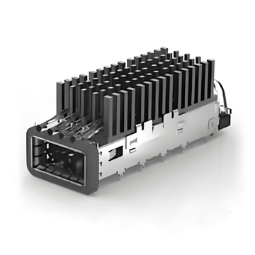 TE 4-2170754-9 QSFP28 Cage with Heat Sink Through Hole Right Angle Press-Fit EMI Shielded Light Pipe