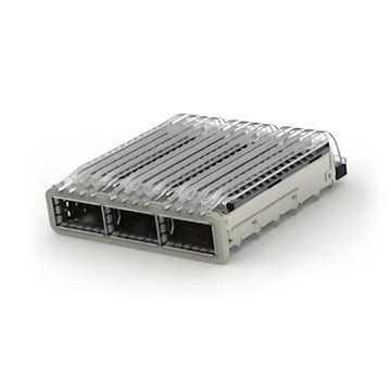 TE 4-2170769-1 QSFP28 Cage Ganged (1 x 3) with Heat Sink Through Hole Right Angle Press-Fit EMI Shielded Light Pipe