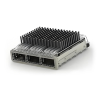 TE 4-2170769-3 QSFP28 Cage Ganged (1 x 3) with Heat Sink Through Hole Right Angle Press-Fit EMI Shielded Light Pipe