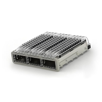 TE 4-2170769-5 QSFP28 Cage Ganged (1 x 3) with Heat Sink Through Hole Right Angle Press-Fit EMI Shielded Light Pipe