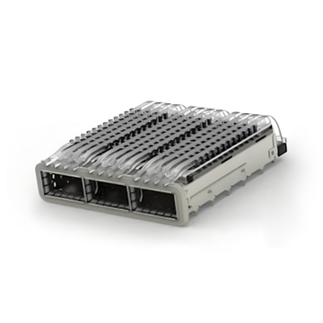 TE 4-2170769-5 QSFP28 Cage Ganged (1 x 3) with Heat Sink Through Hole Right Angle Press-Fit EMI Shielded Light Pipe