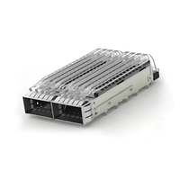 TE 4-2170808-1 QSFP28 Cage Ganged (1 x 2) with Heat Sink Through Hole Right Angle Press-Fit EMI Shielded Light Pipe