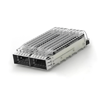 TE 4-2170808-4 QSFP28 Jaula acoplada (1 x 2) con disipador de calor, orificio pasante, ángulo recto, ajuste a presión, tubo de luz blindado EMI