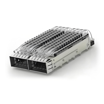 TE 4-2170808-5 QSFP28 Cage Ganged (1 x 2) with Heat Sink Through Hole Right Angle Press-Fit EMI Shielded Light Pipe