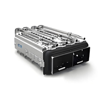 TE 2198225-2 SFP+ Cage Ganged (1 x 2) with Heat Sink Through Hole Right Angle Press-Fit EMI Shielded Light Pipe