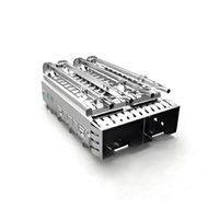 TE 2198231-4 SFP+ Cage Ganged (1 x 2) with Heat Sink Through Hole Right Angle Press-Fit EMI Shielded Light Pipe