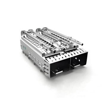 TE 2198231-4 SFP+ Cage Ganged (1 x 2) with Heat Sink Through Hole Right Angle Press-Fit EMI Shielded Light Pipe