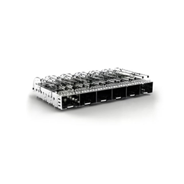 TE 2198236-2 SFP+ Cage Ganged (1 x 6) with Heat Sink Through Hole Right Angle Press-Fit EMI Shielded Light Pipe