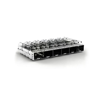 TE 2198236-3 SFP+ Cage Ganged (1 x 6) with Heat Sink Through Hole Right Angle Press-Fit EMI Shielded Light Pipe