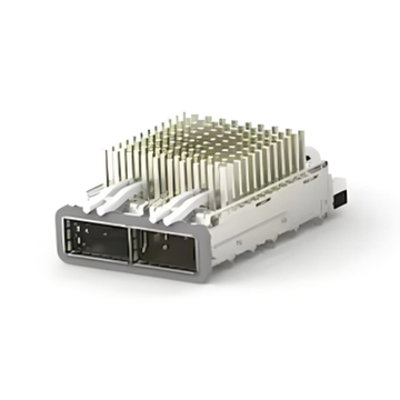 TE 2-2170814-3 QSFP28 Cage Ganged (1 x 2) with Heat Sink Through Hole Right Angle Press-Fit EMI Shielded Light Pipe