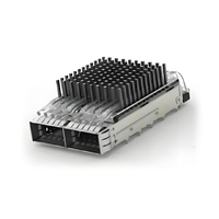 TE 4-2170808-6 QSFP28 Cage Ganged (1 x 2) with Heat Sink Through Hole Right Angle Press-Fit EMI Shielded Light Pipe