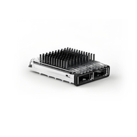 TE 4-2170814-6 QSFP28 Cage Ganged (1 x 2) with Heat Sink Through Hole Right Angle Press-Fit EMI Shielded Light Pipe