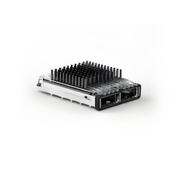 TE 4-2170814-6 QSFP28 Cage Ganged (1 x 2) with Heat Sink Through Hole Right Angle Press-Fit EMI Shielded Light Pipe