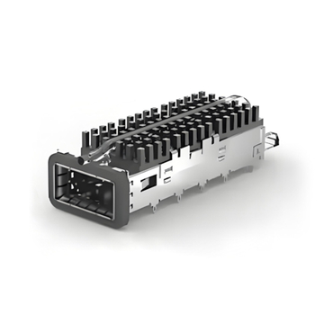 TE 2170754-5 QSFP28 Cage with Heat Sink Through Hole Right Angle Press-Fit EMI Shielded Light Pipe