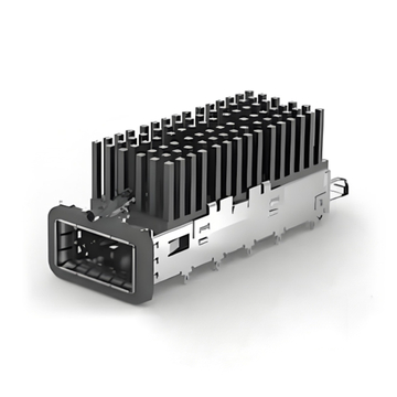 TE 2170754-9 QSFP28 Cage with Heat Sink Through Hole Right Angle Press-Fit EMI Shielded Light Pipe