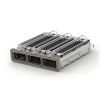 TE 2170769-1 QSFP28 Cage Ganged (1 x 3) with Heat Sink Through Hole Right Angle Press-Fit EMI Shielded Light Pipe