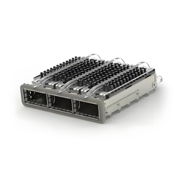TE 2170769-5 QSFP28 Cage Ganged (1 x 3) with Heat Sink Through Hole Right Angle Press-Fit EMI Shielded Light Pipe