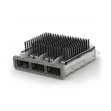 TE 2170769-6 QSFP28 Cage Ganged (1 x 3) with Heat Sink Through Hole Right Angle Press-Fit EMI Shielded Light Pipe