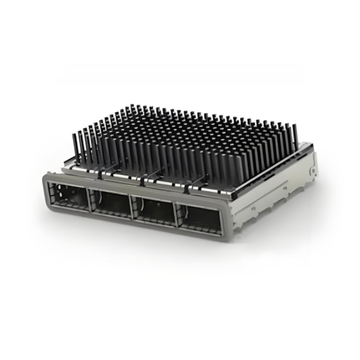 TE 2170783-6 QSFP28 Cage Ganged (1 x 4) with Heat Sink Through Hole Right Angle Press-Fit EMI Shielded
