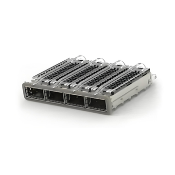TE 2170785-1 ZQSFP+ Cage Ganged (1 x 4) with Heat Sink Through Hole Right Angle Press-Fit EMI Shielded Light Pipe
