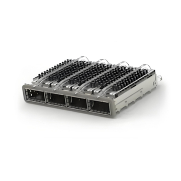 TE 2170785-5 ZQSFP+ Cage Ganged (1 x 4) with Heat Sink Through Hole Right Angle Press-Fit EMI Shielded Light Pipe
