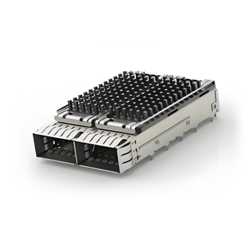TE 2170806-5 QSFP28 Cage Ganged (1 x 2) with Heat Sink Through Hole Right Angle Press-Fit EMI Shielded