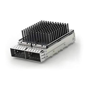 TE 2170806-6 QSFP28 Cage Ganged (1 x 2) with Heat Sink Through Hole Right Angle Press-Fit EMI Shielded