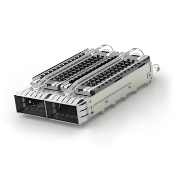 TE 2170808-1 QSFP28 Cage Ganged (1 x 2) with Heat Sink Through Hole Right Angle Press-Fit EMI Shielded Light Pipe