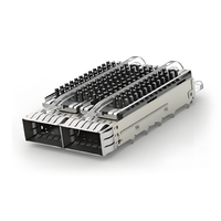 TE 2170808-5 QSFP28 Cage Ganged (1 x 2) with Heat Sink Through Hole Right Angle Press-Fit EMI Shielded Light Pipe